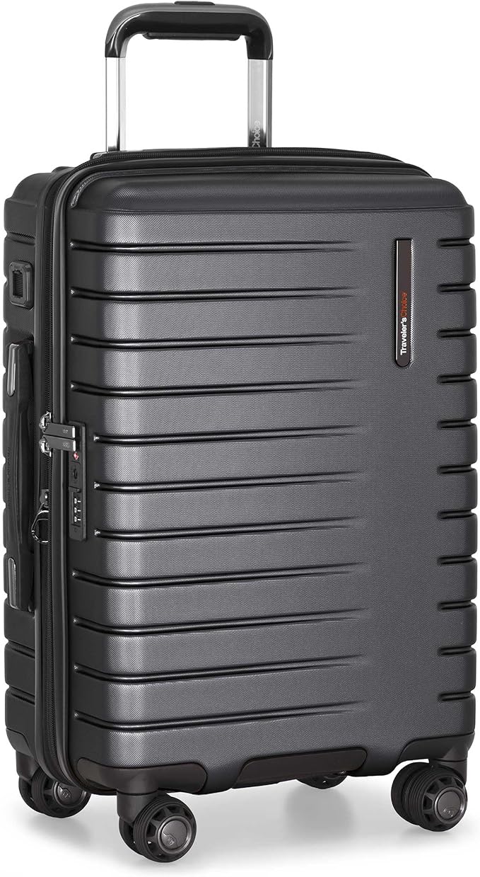 Traveler's Choice Archer Polycarbonate Hardside Spinner Luggage Set, Tie Down Straps, Grey, Carry-On 21-Inch