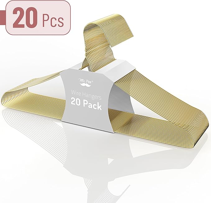 Mr. Pen- Gold Metal Hangers, 20 Pack - Wire Coat & Clothes Hangers