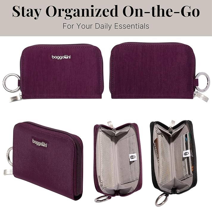 Baggallini Deluxe Card Case - Lightweight 5.5"x3.3" RFID Protected Womens Wallet Card Holder