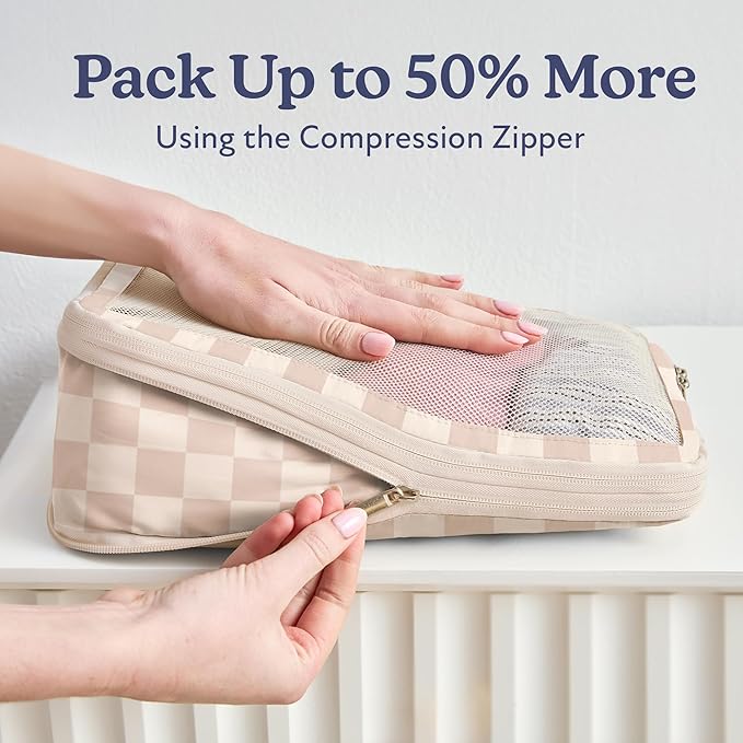 Vandel Space-Saving Compression Packing Cubes for Women, Men, 6-Pack Compressible Carry On Suit Case Organizer Luggage Packing Cubes for Travel Compression Organizer Bags for Luggage, Suitcase Cube