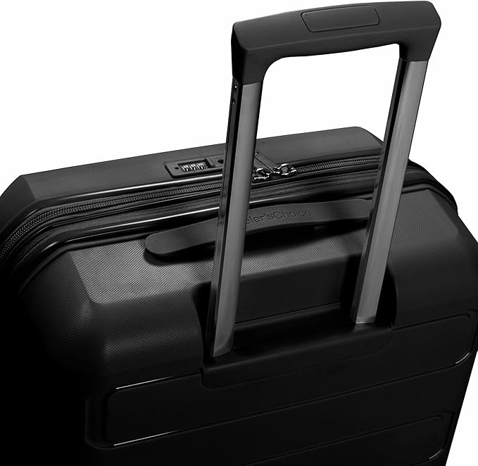 Traveler's Choice Pagosa Hardshell Expandable Luggage with Spinner Wheels, Black, 30-Inch Large