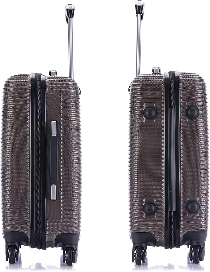 InUSA ROYAL Hardside Luggage with Ergonomic Handles | Spacious Travel Suitcase with Four Spinner Wheels and Studs | 20 Inch Hardside Carry-On Spinner Luggage | Brown