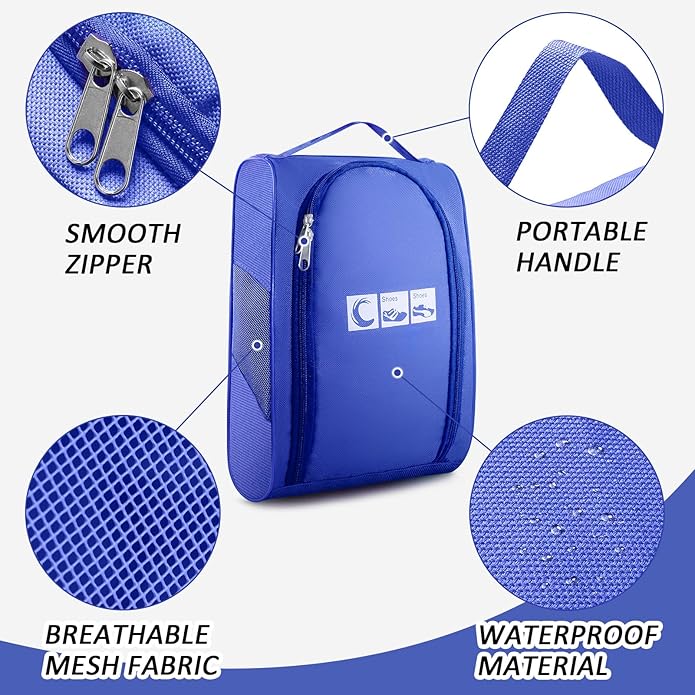 Ailaka Portable Oxford Travel Shoe Bag, Waterproof Shoe Packing Storage Organizer with Zipper Closure