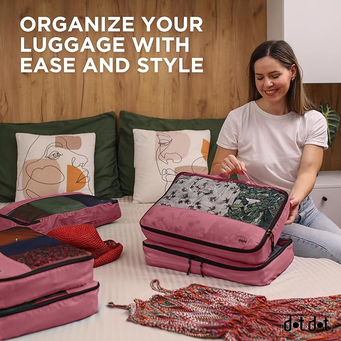 Large Packing Cubes for Travel - 5pc Packing Cubes for Suitcases - Lightweight Luggage Organizer Bags (Non-Compression)