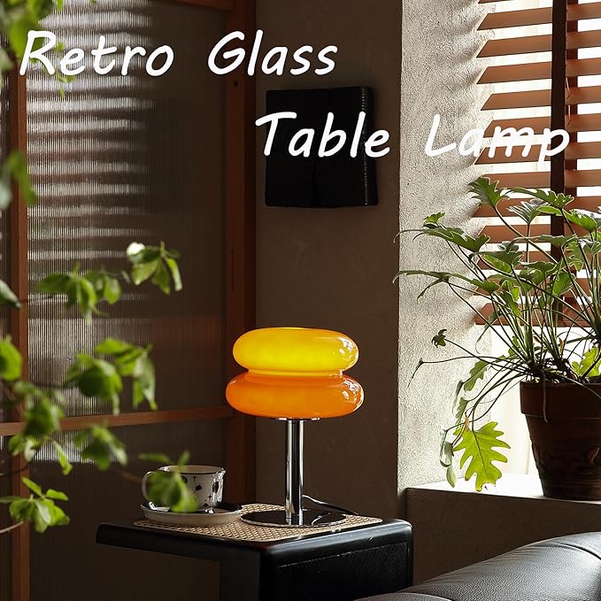 Glivpny Mushroom Table Lamp, Mid Century Modern Decor Lamp(Orange Red) | Cool Desk Lamps for Bedroom,Vintage Dimmable Bedside Small Cute Lamps, House Warming Gifts New Home Decor
