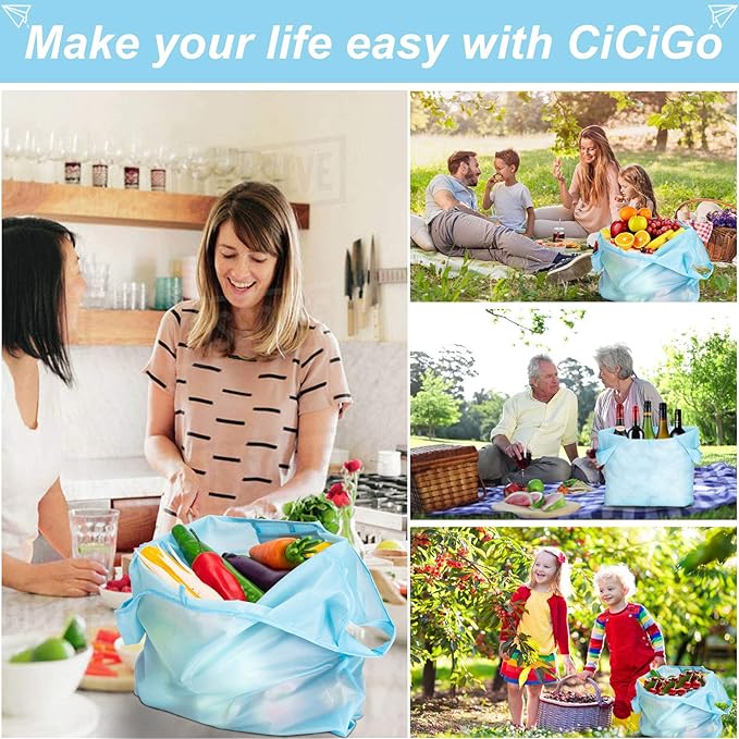Large Reusable Bags Shopping Washable Foldable 6 Pack Grocery Bags Heavy Duty Lightweight Folding Gift Tote Bag Durable Polyester Color