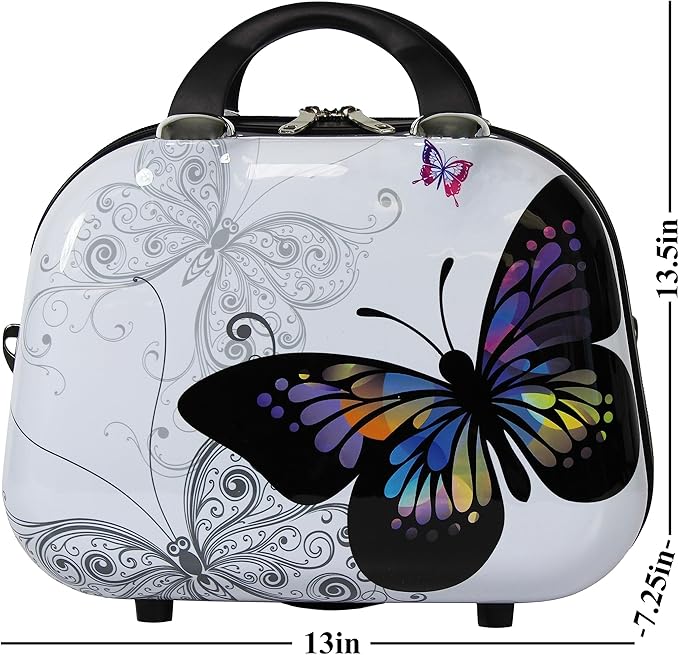 World Traveler Butterfly 13-Inch Polycarbonate Hardside Cosmetic Case Shoulder Tote