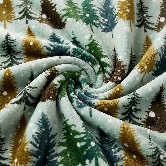 Carstens, Inc. Travel Blanket, Premium Compact 2-in-1 Airplane Blanket/Pillow, Snowflake Forest