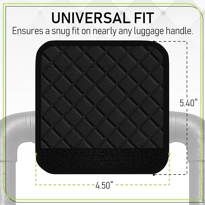 Untethered Luggage Handle Wraps (4-Pack) | Padded Suitcase Handle Covers with Diamond-Grip Design – Comfortable Neoprene Travel Handle Wraps for Luggage, Bags & Suitcases. (4-Pack | Black)