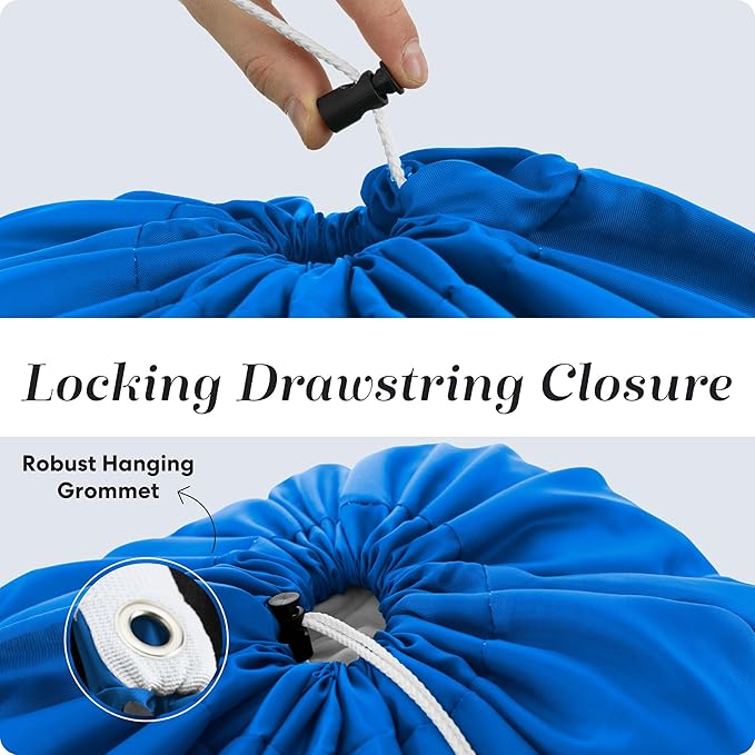 Handy Laundry Bag Shoulder Strap Extra Large - Drawstring Locking Closure, Durable Material, Heavy Duty Stitching, Hands Free Carrying - Perfect College Dorm (Blue, 30" x 40")