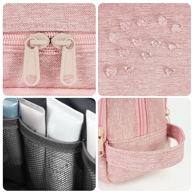 Toiletry Bag for Men Hanging Dopp Kit Water Resistant Shaving Bag Small Toiletry Bag for Traveling (Denim Pure Pink)