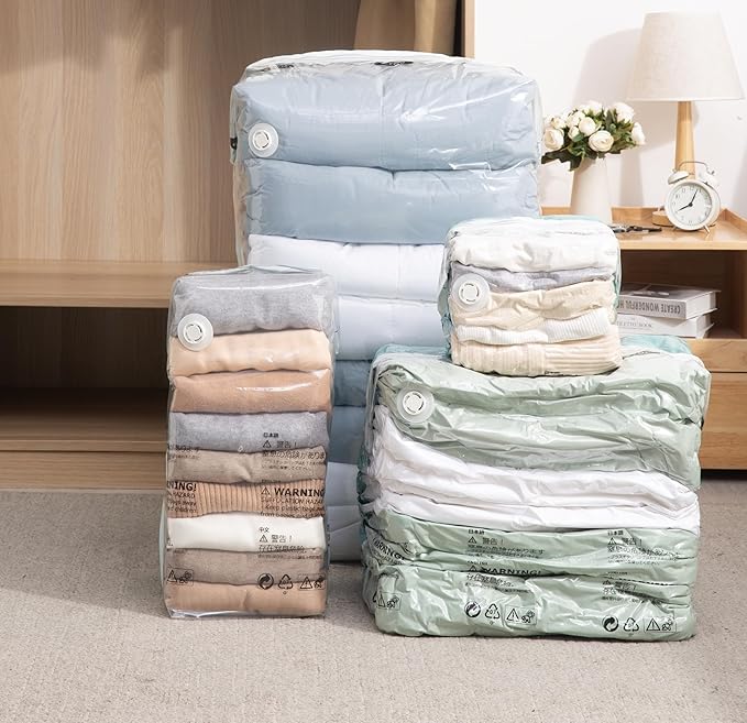 Vacuum Storage Bags for Clothing - NeatNest 6 Pack Large Cube/Box-Shaped Compression Bags for Comforters, Blankets, Bedding & Clothes, Vacuum or Hand Press, Airtight & Reusable, PE+PA Material