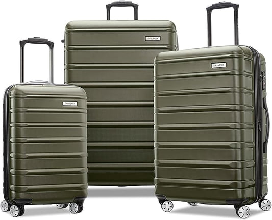 Samsonite Omni 2 Hardside 3 Piece Set - Includes Global Carry-On, Medium, & Large Checked Suitcases - 360° Dual Spinner Wheels - Integrated TSA Lock & Expansion - Amazon Exclusive - Vita Olive