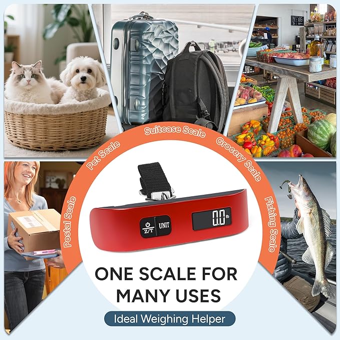 travel inspira Luggage Scale, Portable Digital Hanging Baggage Scale for Travel, Suitcase Weight Scale with Rubber Paint, 110 Pounds, Battery Included