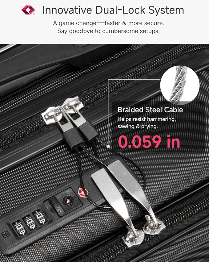 Carry On Luggage 22x14x9 Airline Approved, Hardside Spinner Suitcase with Front Pocket for Laptop, TSA Lock & Silent Wheels (20 in, White)