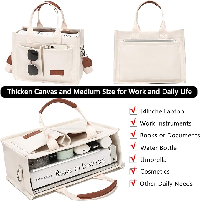 ZHMO Canvas Tote Bag for Women,Women's Bags Crossbody Bags Work Laptop Tote Bag Large Handbags Purse for Travel Nurse Teacher