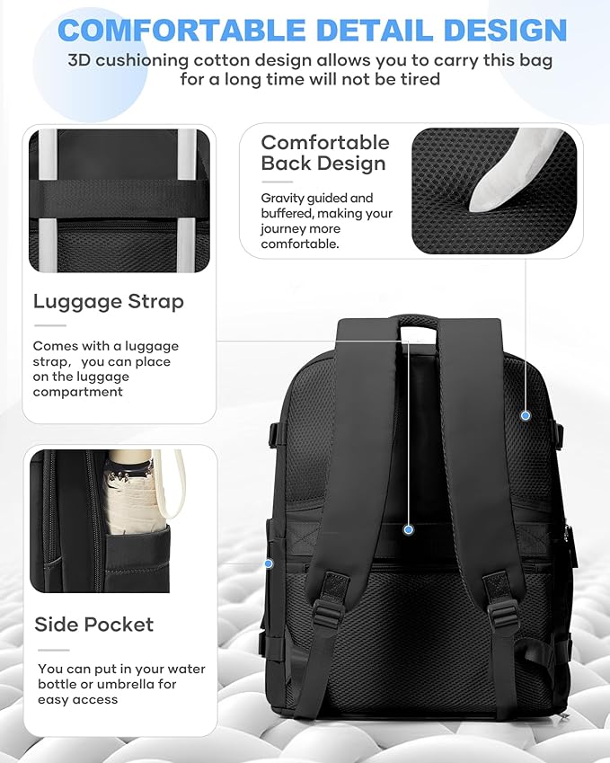 coowoz Travel Backpack Carry On for Women Man Gym Backpack with Laptop Compartment Mochila de Viaje Teacher Personal Item Backpacks Rucksack Airplane Accessories Must Haves,Black Small