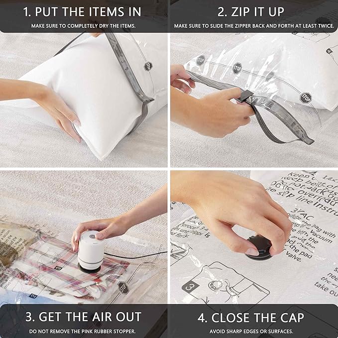 Vacuum Storage Bags with Electric Pump, Compression Packing Bags for Travel Luggage, Space Saver for Clothing Clothes Bedding Blankets Pillows, 28 Combo