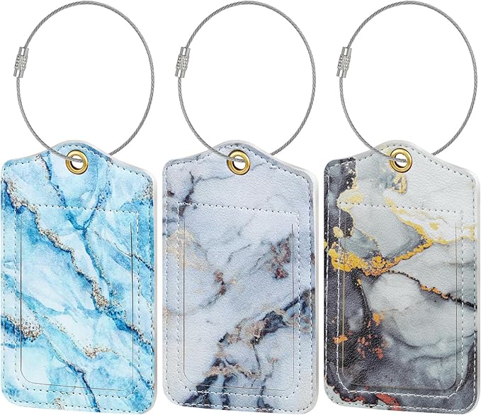 Fishent Luggage Tag, 3 Pack Travel Cruise Luggage Tags for Suitcases, Cute Suitcase Tags Identifiers Bag Tags with Privacy Flap, Baggage Name Tag for Women Men Luggage Backpack Handbag School Bag