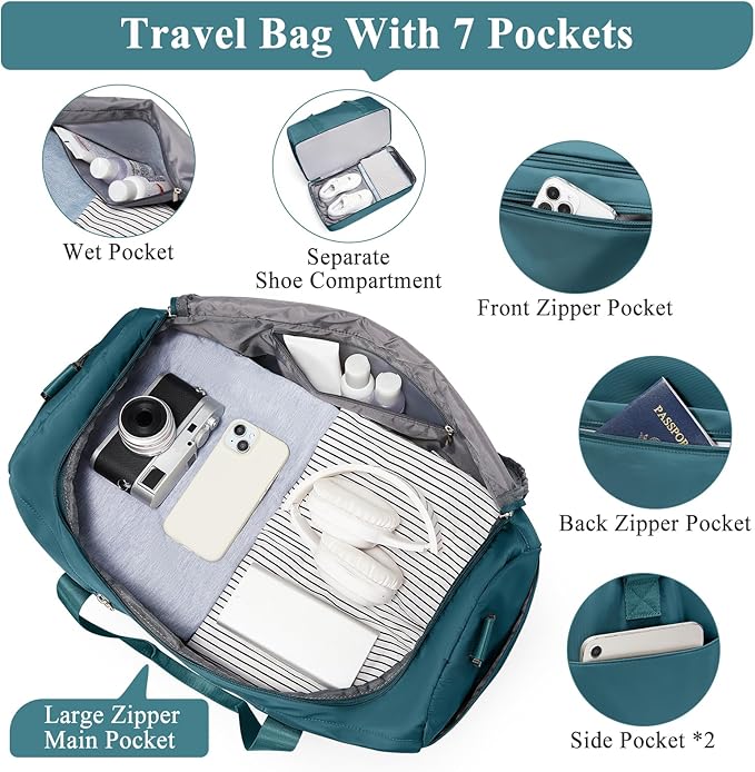Extra Large Travel Duffle Bag,Carry on Overnight Weekend Bag with Shoes Compartment,Weekender Bags for Women for Travel Business Trips Sport Hospital