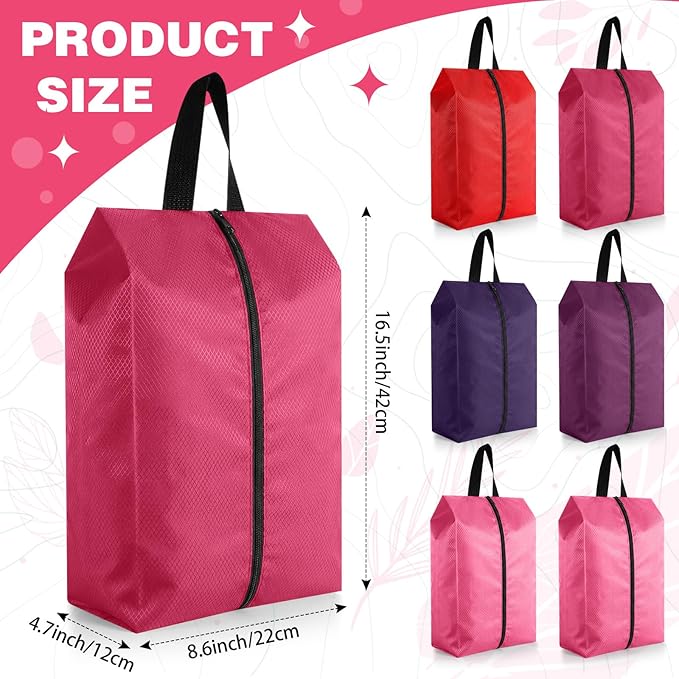 6 Pcs Travel Shoe Bags with Zipper Portable Suitcase Shoe Organizer Packing for Men Women Nylon Multicolor(L,Purple)