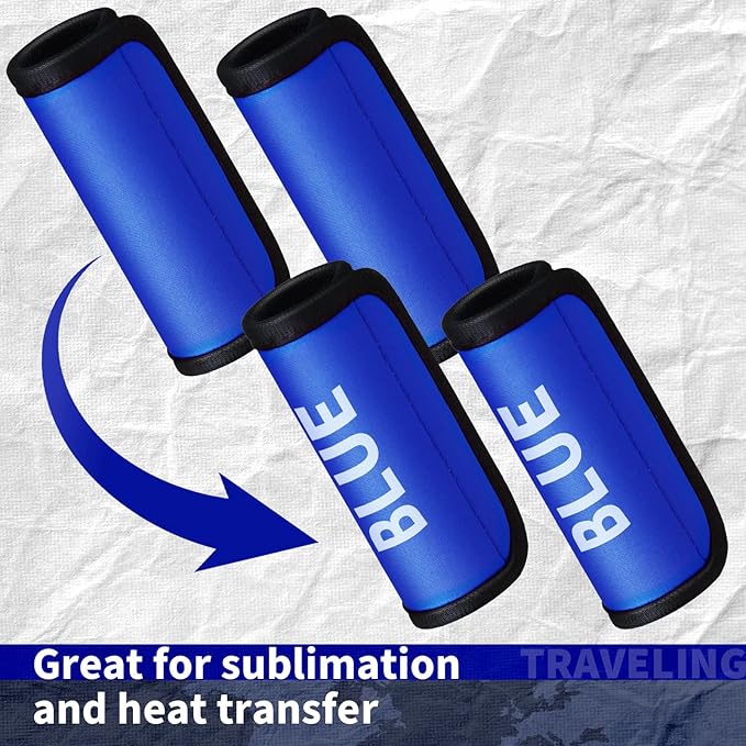 Sanwuta 8 Pcs Luggage Handle Wrap Tags Neoprene Suitcases Handle Wraps Silicone Luggage Identifiers Travel(Blue)