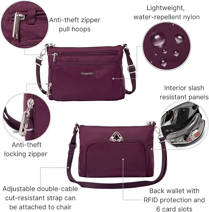 Baggallini Securtex Anti-Theft Keepsake Crossbody