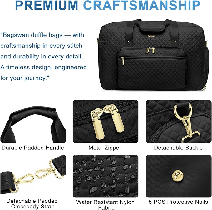 Large Weekender Travel Duffle Bag - With Shoe Compartment Weekender Bags for Womens Carry on Overnight Bag with Toiletry Bag Gym Duffel Bags with Wet Pocket Hospital Bags for Women Labor and Delivery
