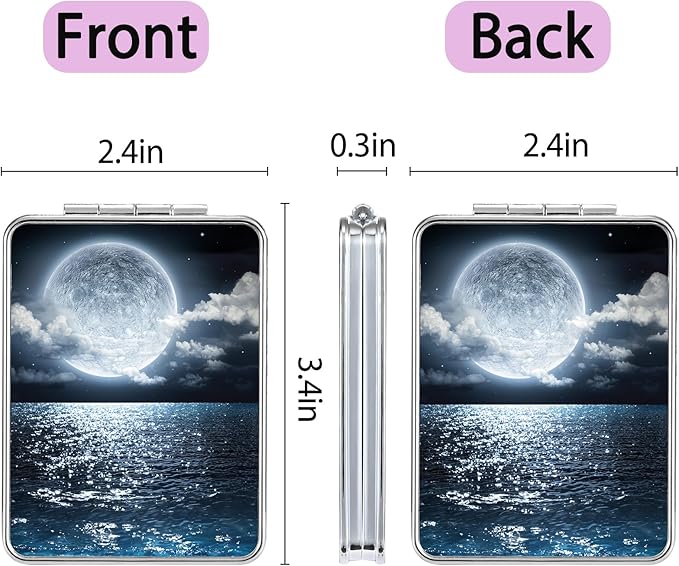 Pocket Mirror, Small Travel Mirror with Magnification, Portable Double-Sided Magnifying Cosmetic Mirror for Daily (Beautiful Starry Sky)