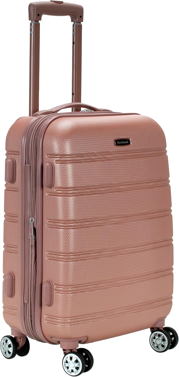 Rockland Melbourne Hardside Spinner Wheel Luggage, Rosegold, Carry-On 20-Inch