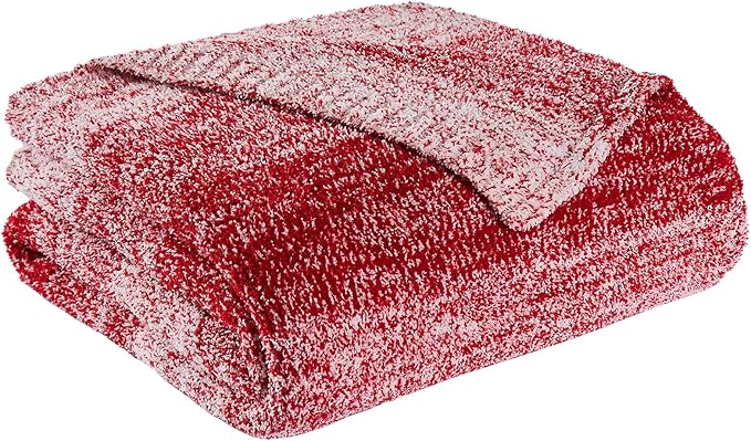 Throw Blanket, Red Gradient Soft Cozy Fluffy Knitted Throw Blankets for Couch, Sofa, Bed, Chair, Warm Fuzzy Plush Travel Picnic Lightweight Blanket, 50x60 inches