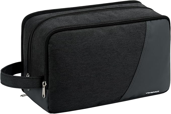 Vorspack Large Travel Toiletry Bag - Water Resistant Toiletry Bag for Men for Bathroom Toiletries Accessories Gifts - Black