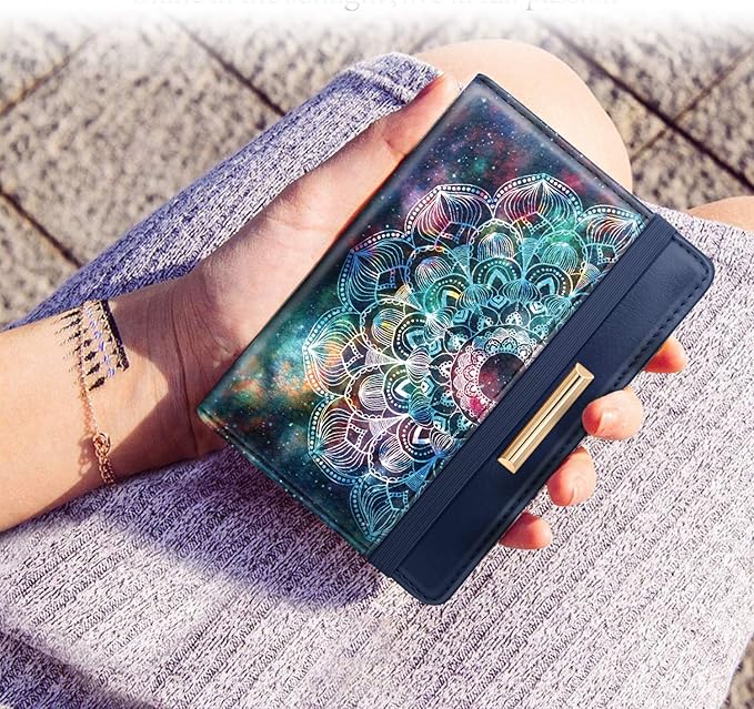 Passport Holder Cover,Traveling Passport Case Cute Navy Blue Passport Wallet for Women,Nebula