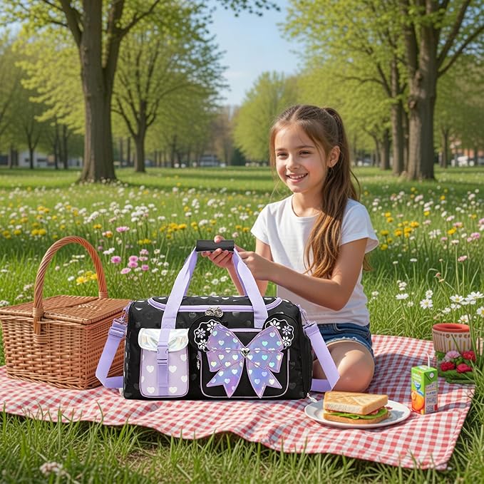 Kids Duffle Bag Girls Dance Bag for Kids with Shoe Compartment Lightweight Carry On Weekender for School,Sleepover,Gym & Family Trips