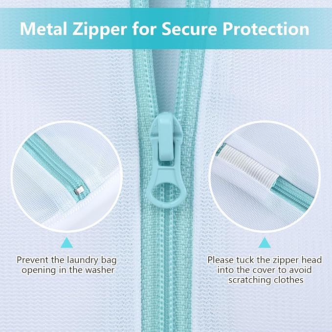 OTraki Mesh Laundry Bag for Delicates, 24 x 32 inch Large Mesh Delicates Bag for Washing Machine, Zippered Net Laundry Bag for Sweater Bed Sheet Blanket Toy College Dorm Don't Drying, Melting 140-176℉