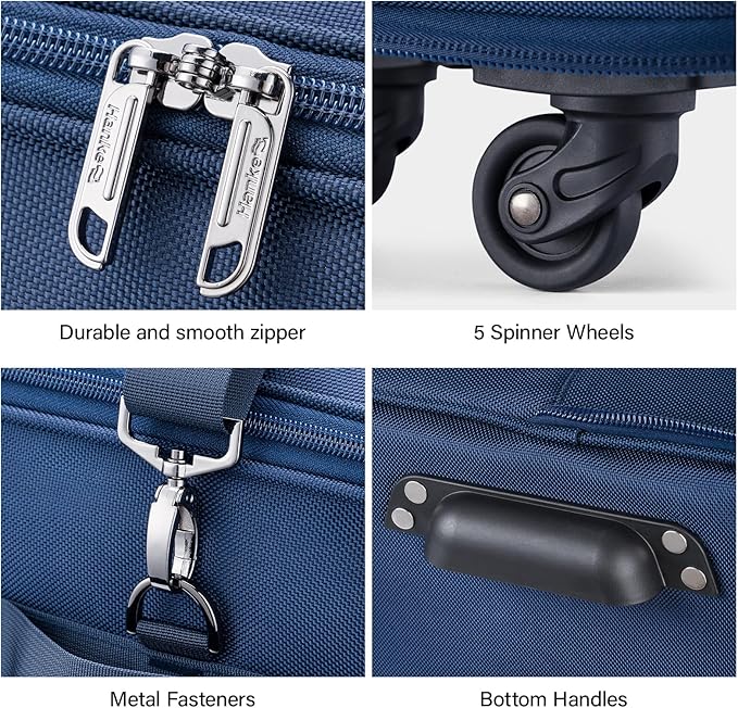 Hanke Expandable Collapsible Luggage with Wheels Suitcase Luggage Rolling Travel Bag Duffel Bag for Men Women Lightweight Suitcase Large Capacity with Spinner Wheel (Blue)