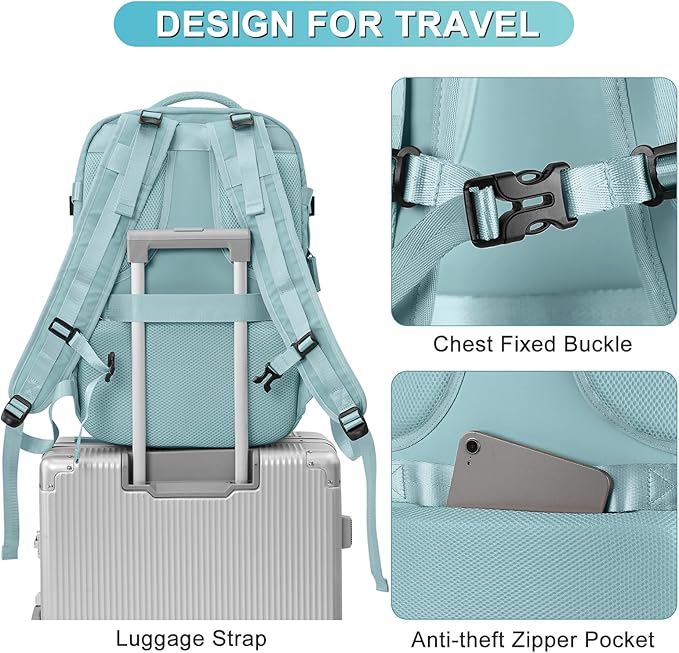 coofay Expandable Backpack For Traveling On Airplane Travel Backpack For Women Men Airline Approved Carry On Bags For Airplanes Gym Bag With Shoe Compartment Waterproof Hiking Backpack Essentials