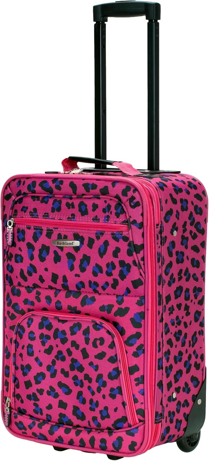 Rockland Fashion Softside Upright Luggage Set, Magenta Leopard, 2-Piece (14/19)