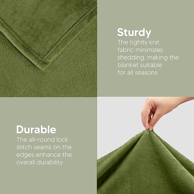 Utopia Bedding Fleece Blanket Twin Size Olive (60x80 Inches) Ultra Soft Warm Lightweight Microfiber Breathable Anti-Static Cozy Winter Bed Blanket, All-Season Home Decor Gift for Men & Women