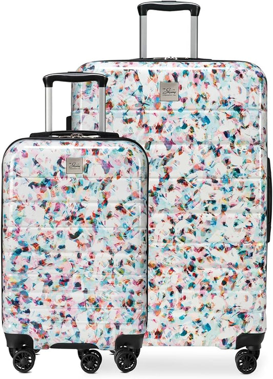 Skyway Epic 2.0 Hardside Lightweight and Durable ABS Shell Luggage, Spacious with 8-Wheel Spinners, Comfort Grip with Telescoping Handle, Men and Women, Confetti, 2-Piece Set (20,28)