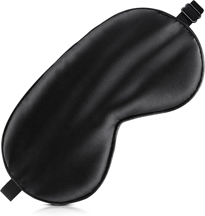 Sleep Mask Silk Eye Mask for Men Sleeping Mask, Adjustable Elastic Strap for Night Shading Sleep Mask, Soft and Comfortable for Both Men and Women(Black)