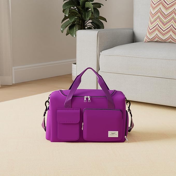 FIORETTO Women's Gym Duffle Bag with Shoes Compartment, 30L Capacity, Ideal for Travel, Gym, Sports, Duffel, Weekender