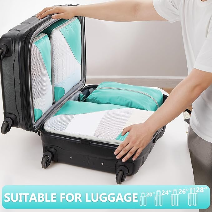 8 Set Packing Cubes for Travel, Gifts for Women Mom,Anti-Tearing Suitcase Organizer for Luggage with Shoe & Hanging Toiletry Bag,OlarHike Vacation Essentials & Accessories for Cruise Ship