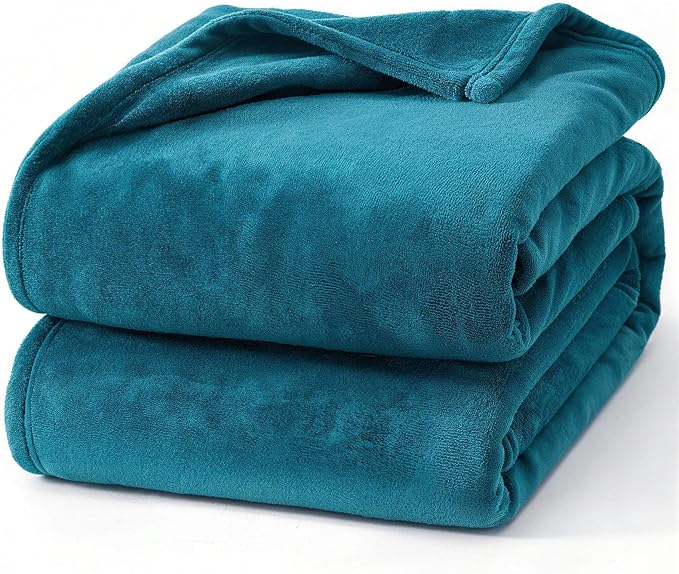 Hansleep Fleece Blanket Twin Size Teal, Soft Cozy Twin Blanket, Fuzzy Flannel Blanket for Bed, Sofa, Couch, Travel, Camping, Teal, 60x80 Inches