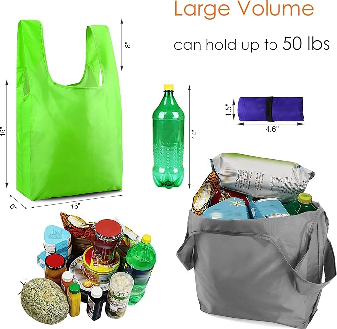 BeeGreen Colorful Reusable Grocery Bags Bulk Gifts 20 Pack - Large Tote with Zipper Pouch | Foldable & Washable Polyester Shopping Bags Heavy Duty Animal Lover Gifts Reusable Bag With Handles