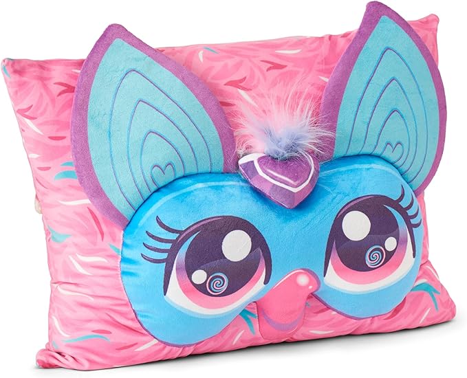 Northwest Furby Wavy Pink Furby Silk Touch Throw Blanket 50 x 60 Inches with Plush Pocket Pillow 14 x 20 Inches - Comfy & Cozy Blanket & Pillow Set for Boys and Girls