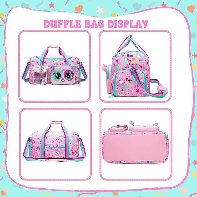 Kids Duffle Bag Girls Travel Bag for Kids Overnight Bag for Girls Dance Bag for Girl Weekender Bag Gym Bag with Shoe Compartment
