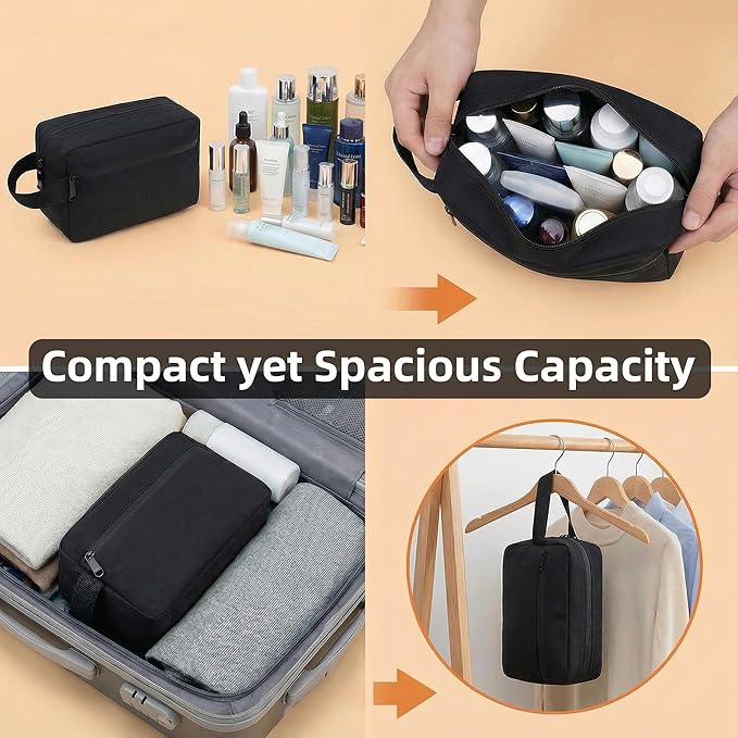 Travel Toiletry Bag for Women Men, Small Makeup Bag, Water-Resistant Cosmetic Bag, Cosmetic Pouch, Traveling Dopp Kit, Travel Essentials Accessories (Pink)