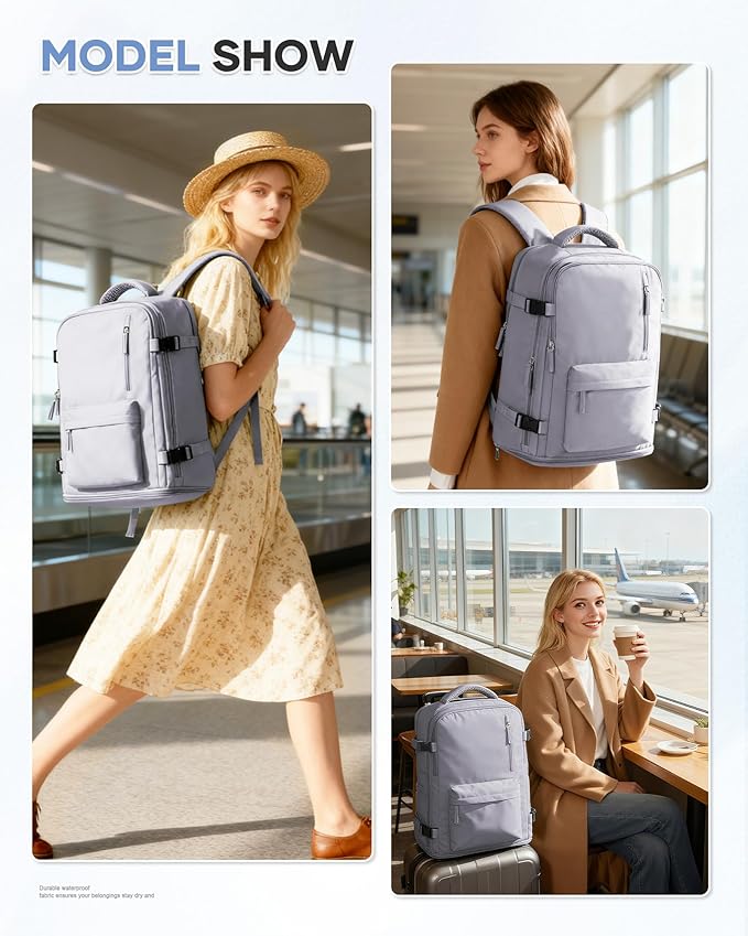 WONHOX Large Travel Backpack Carry on Flight Approved Laptop Work Business Backpack for Women Men Mochila de Viaje