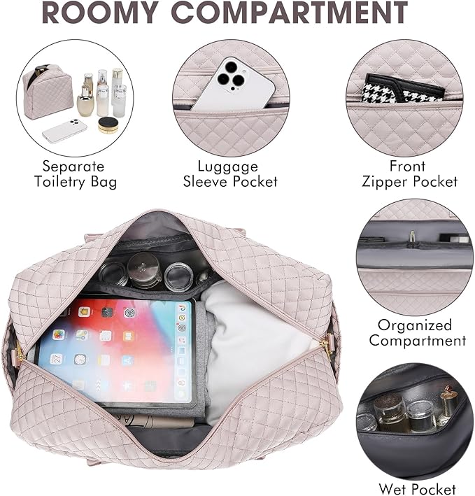 Travel Duffel Bags for Women with Shoe Compartment, Weekender Overnight Bag with Wet Pocket & Toiletry Bag, Carry On Personal Item Bag, Travel Tote Gym Bag, Hospital Bags for Labor and Delivery